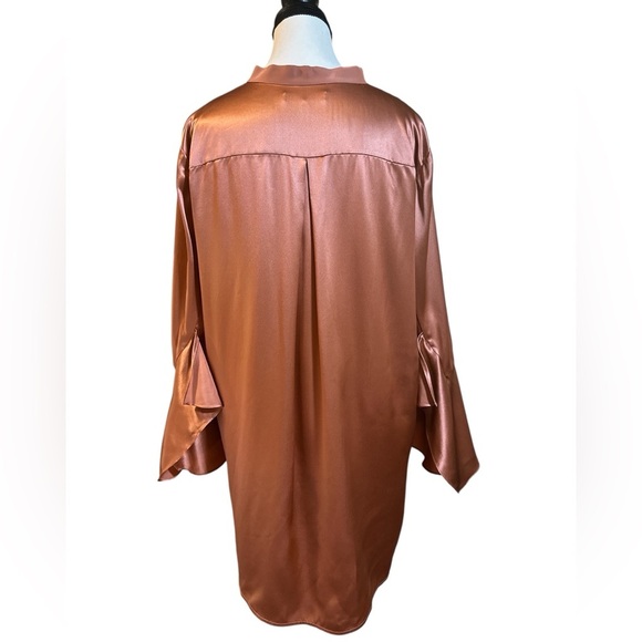 Lafayette 148 New York 100% Silk Copper Blouse with Bell Sleeves - Picture 7 of 7